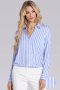 Ladies Blue Shirt with White Lines